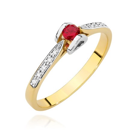 Pierścionek W0435 Rubin 0,15ct żółte złoto