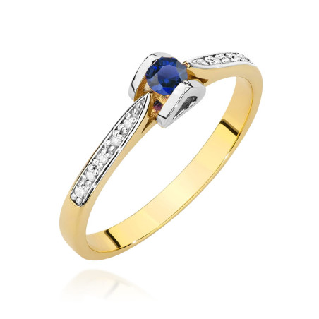 Pierścionek W0435 Szafir 0,15ct żółte złoto