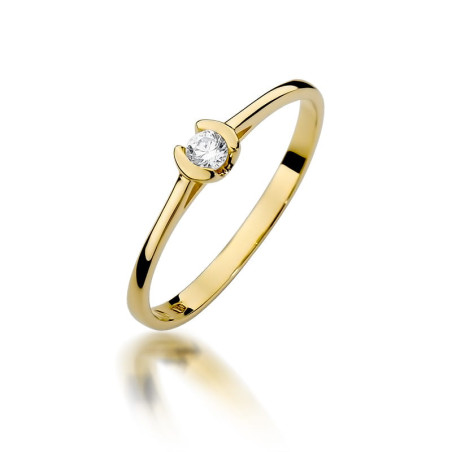 Pierścionek W370 Diament 0,09ct żółte złoto