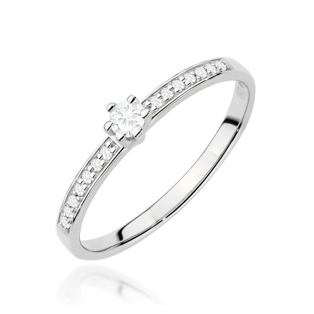 Pierścionek W0459 Diament Laboratoryjny 0,10ct białe złoto