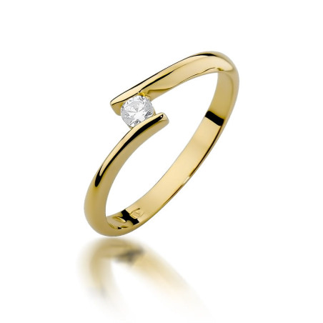 Pierścionek W371 Diament 0,09ct żółte złoto