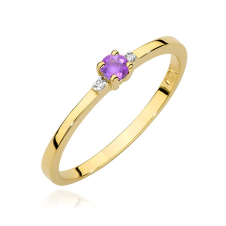 Pierścionek W0464 Ametyst 0,10ct żółte złoto