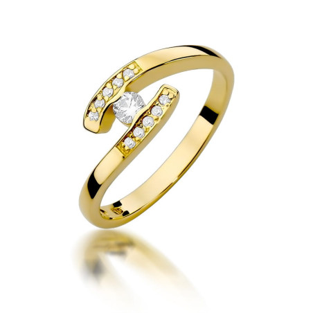 Pierścionek W372 Diament 0,10ct żółte złoto