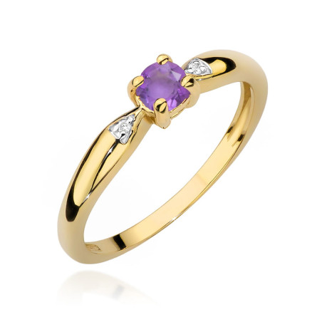 Pierścionek W0469 Ametyst 0,10ct żółte złoto