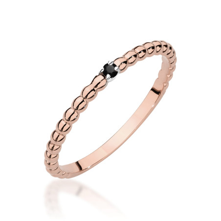 Pierścionek W0601 Czarny Diament 0,02ct białe złoto