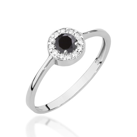 Pierścionek W0616 Czarny Diament 0,30ct białe złoto