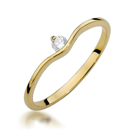 Pierścionek W385 Diament 0,09ct żółte złoto