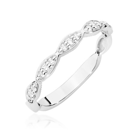 Pierścionek W0640 z diamentami białe złoto