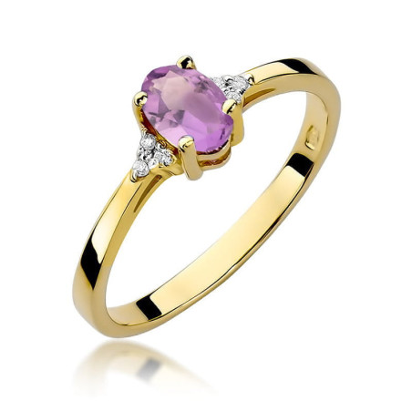 Pierścionek W301 Ametyst 0,40ct żółte złoto