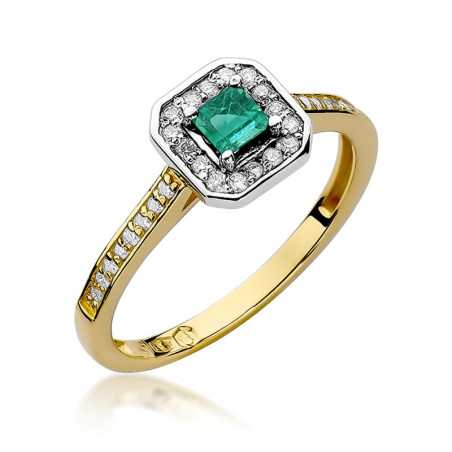 Pierścionek W315 Szmaragd 0,15ct żółte złoto
