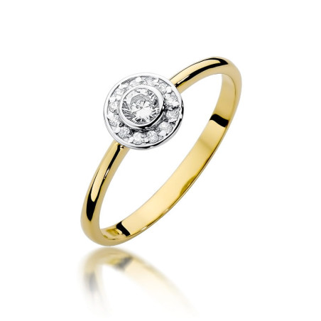 Pierścionek W393 Diament 0,15ct żółte złoto