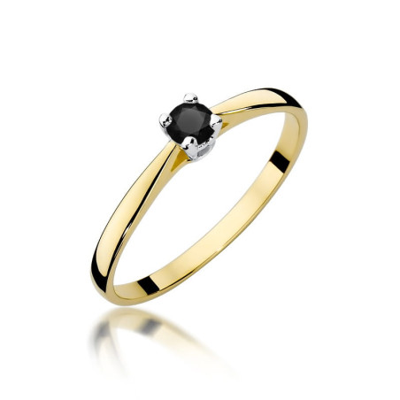 Pierścionek W335 Czarny Diament 0,20ct żółte złoto