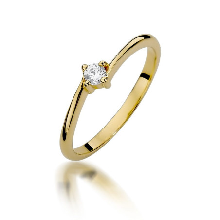 Pierścionek W395 Diament 0,09ct żółte złoto