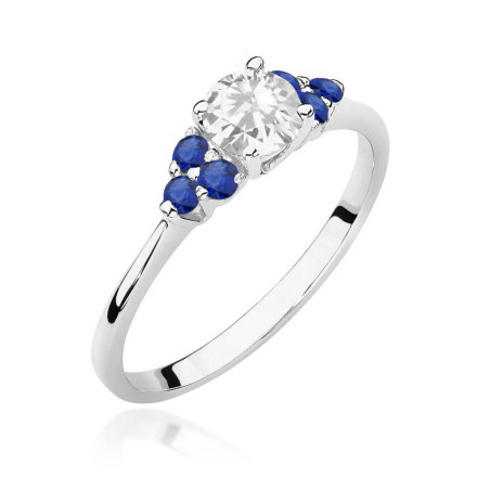 Pierścionek W451 Biały Szafir 0,60ct białe złoto