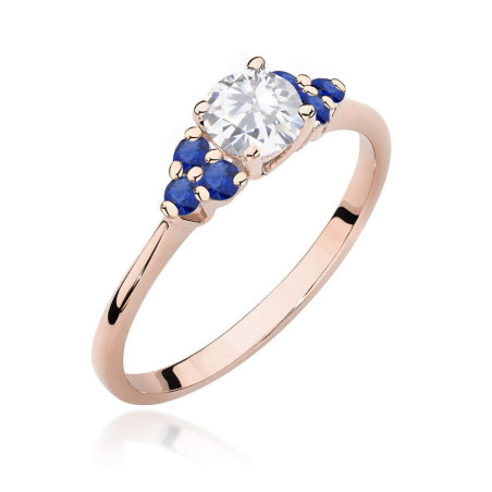 Pierścionek W451 Biały Szafir 0,60ct różowe złoto