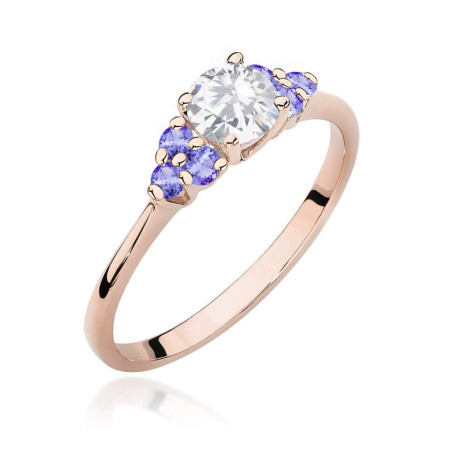 Pierścionek W451 Biały Szafir 0,60ct różowe złoto