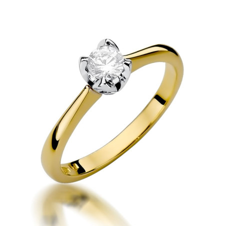Pierścionek W047 Diament 0,30ct żółte złoto