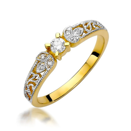 Pierścionek W411 Diament 0,10ct żółte złoto