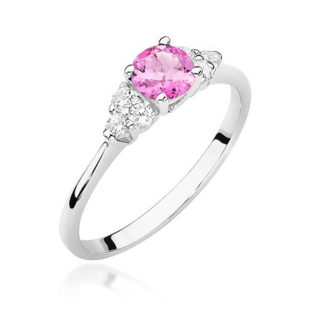 Pierścionek W451 Topaz Różowy 0,60ct białe złoto
