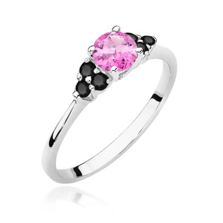 Pierścionek W451 Topaz Różowy 0,60ct białe złoto