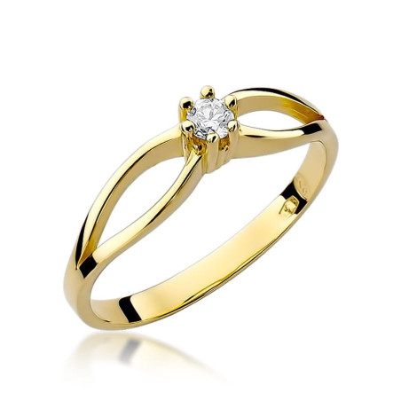 Pierścionek W049 Diament 0,10ct żółte złoto