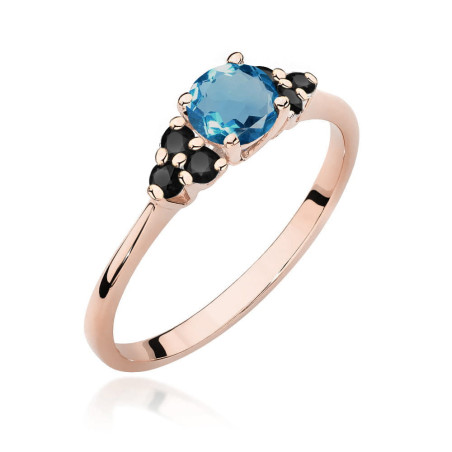 Pierścionek W451 z Topazem London Blue 0,50ct różowe złoto