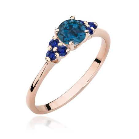 Pierścionek W451 z Topazem London Blue 0,50ct różowe złoto