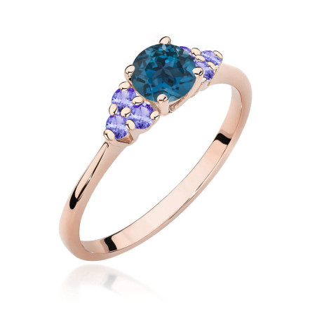Pierścionek W451 z Topazem London Blue 0,50ct różowe złoto