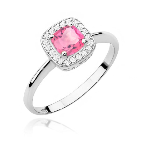 Pierścionek W514 Różowy Topaz 0,65ct białe złoto