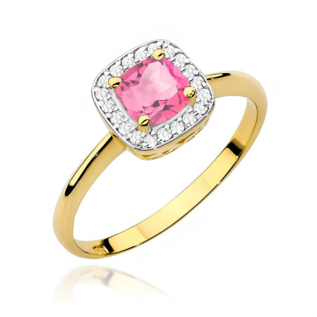 Pierścionek W514 Różowy Topaz 0,65ct żółte złoto