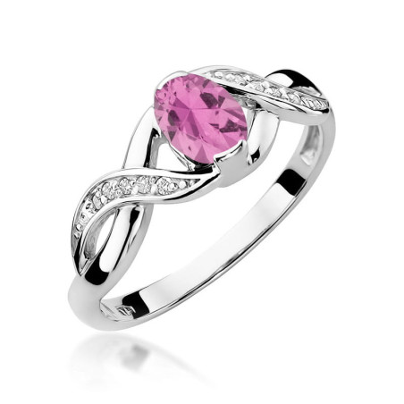 Pierścionek W028 Różowy Szafir 0,45ct białe złoto