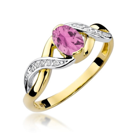 Pierścionek W028 Różowy Szafir 0,45ct żółte złoto
