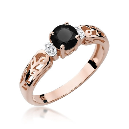 Pierścionek W014 Czarny Diament 0,50ct różowe złoto
