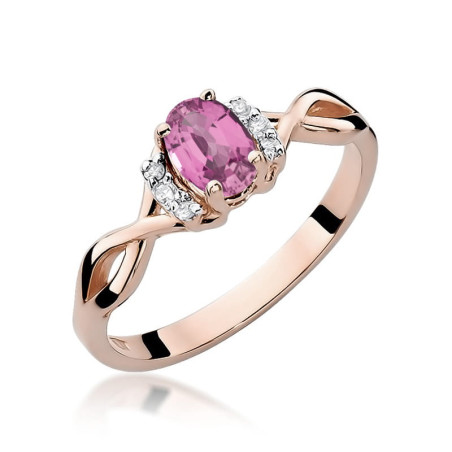 Pierścionek W019 Różowy Szafir 0,45ct różowe złoto