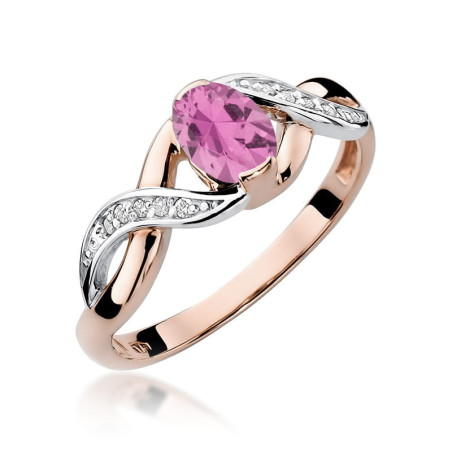 Pierścionek W028 Różowy Szafir 0,45ct różowe złoto