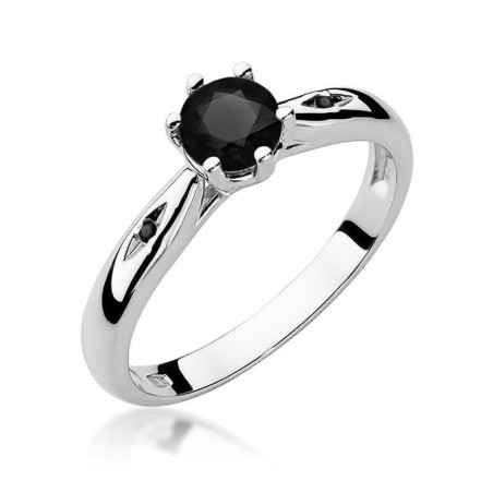 Pierścionek W074 Czarny Diament 0,50ct białe złoto