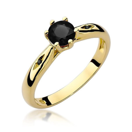 Pierścionek W074 Czarny Diament 0,50ct żółte złoto
