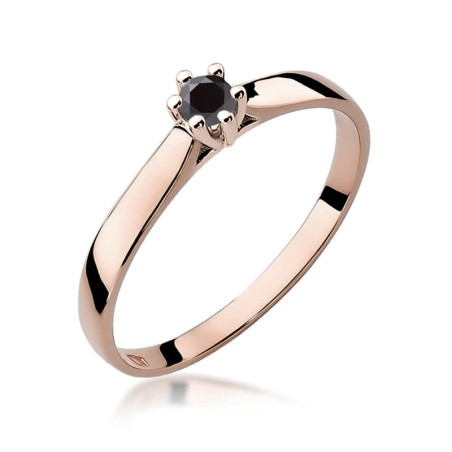 Pierścionek W222 Czarny Diament 0,12ct różowe złoto