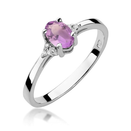 Pierścionek W301 Ametyst 0,40ct białe złoto