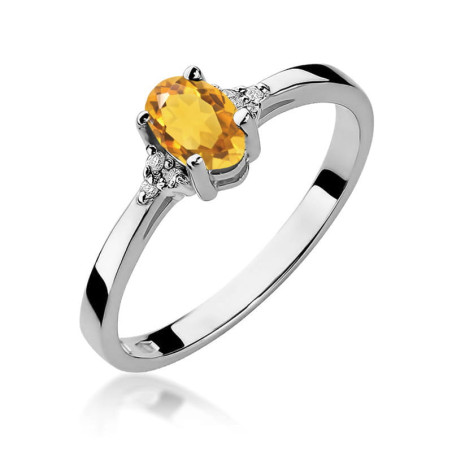 Pierscionek W301 Cytryn 0,60ct żołte złoto