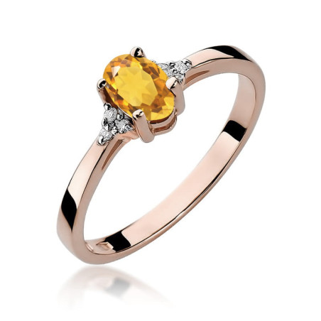 Pierscionek W301 Cytryn 0,60ct żołte złoto