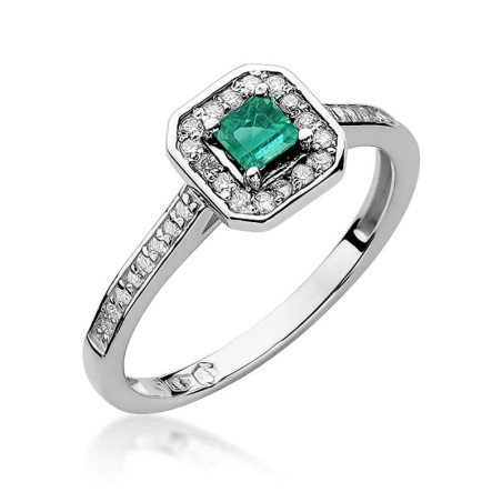 Pierścionek W315 Szmaragd 0,15ct białe złoto