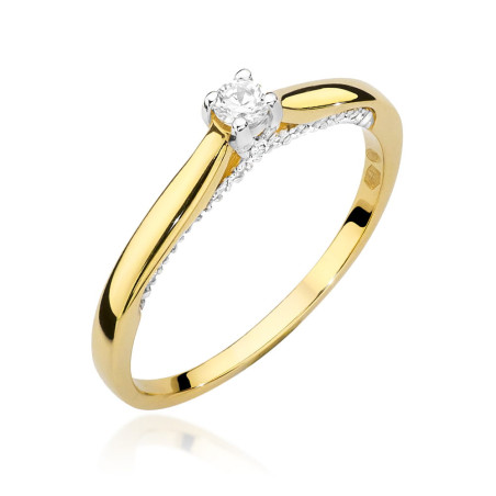 Pierścionek W452 Diament 0,08ct żółte złoto