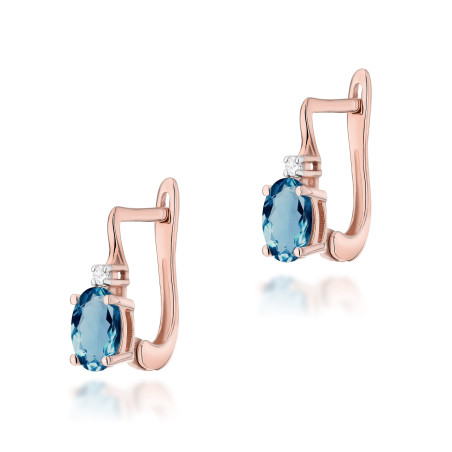 Kolczyki K0011 Topaz London Blue 2 x 0,50ct różowe złoto