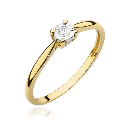 Pierścionek W461 Diament 0,08ct żółte złoto
