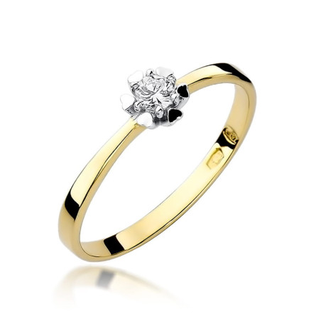Pierścionek W053 Diament 0,10ct żółte złoto