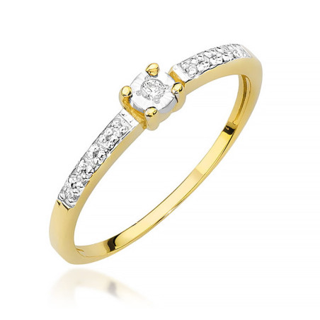 Pierścionek W467 Diament 0,02ct żółte złoto