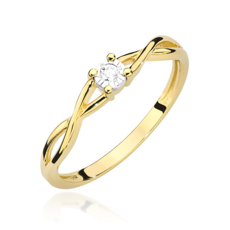 Pierścionek W470 Diament 0,03ct żółte złoto