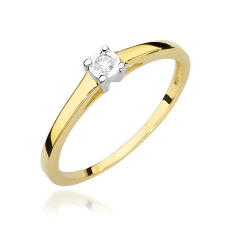 Pierścionek W471 Diament 0,03ct żółte złoto