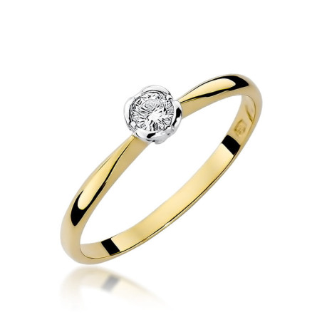 Pierścionek W054 Diament 0,10ct żółte złoto